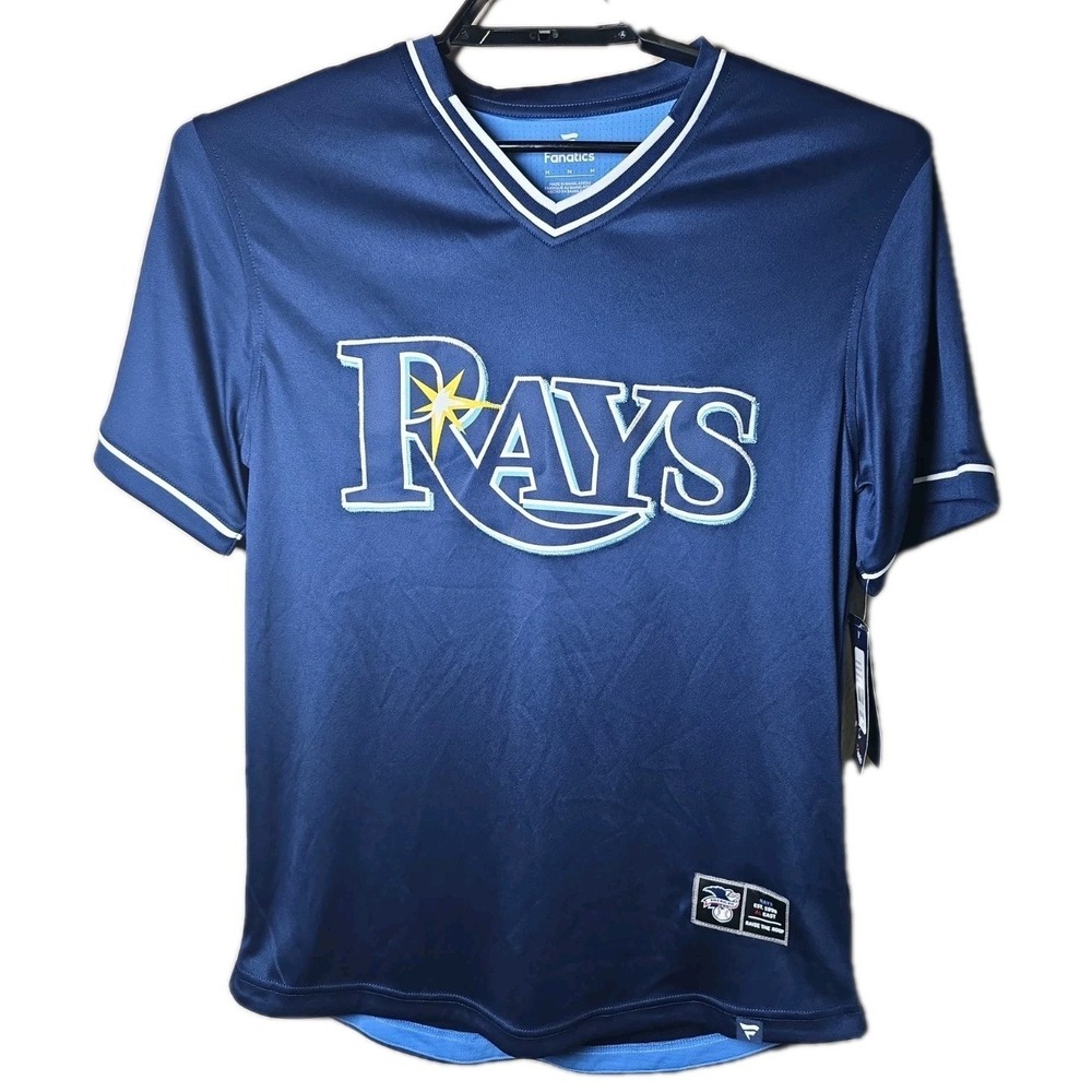 Tampa Bay Rays NWT Pullover Jersey Shirt Men's Size Medium Blue Fanatics NEW t10